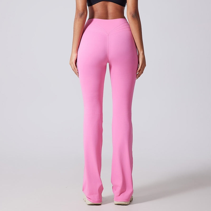 Pantalones acampanados de pierna ancha y cintura alta