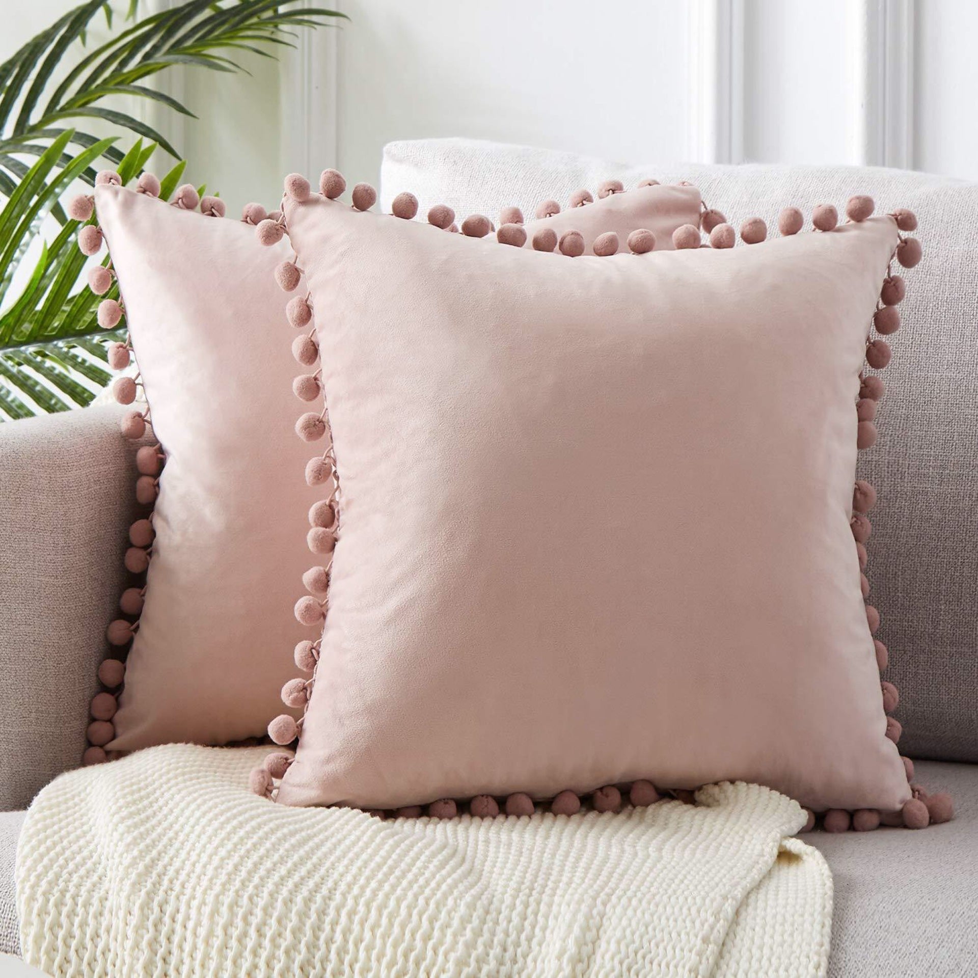 Almohada de encaje, terciopelo sólido de felpa
