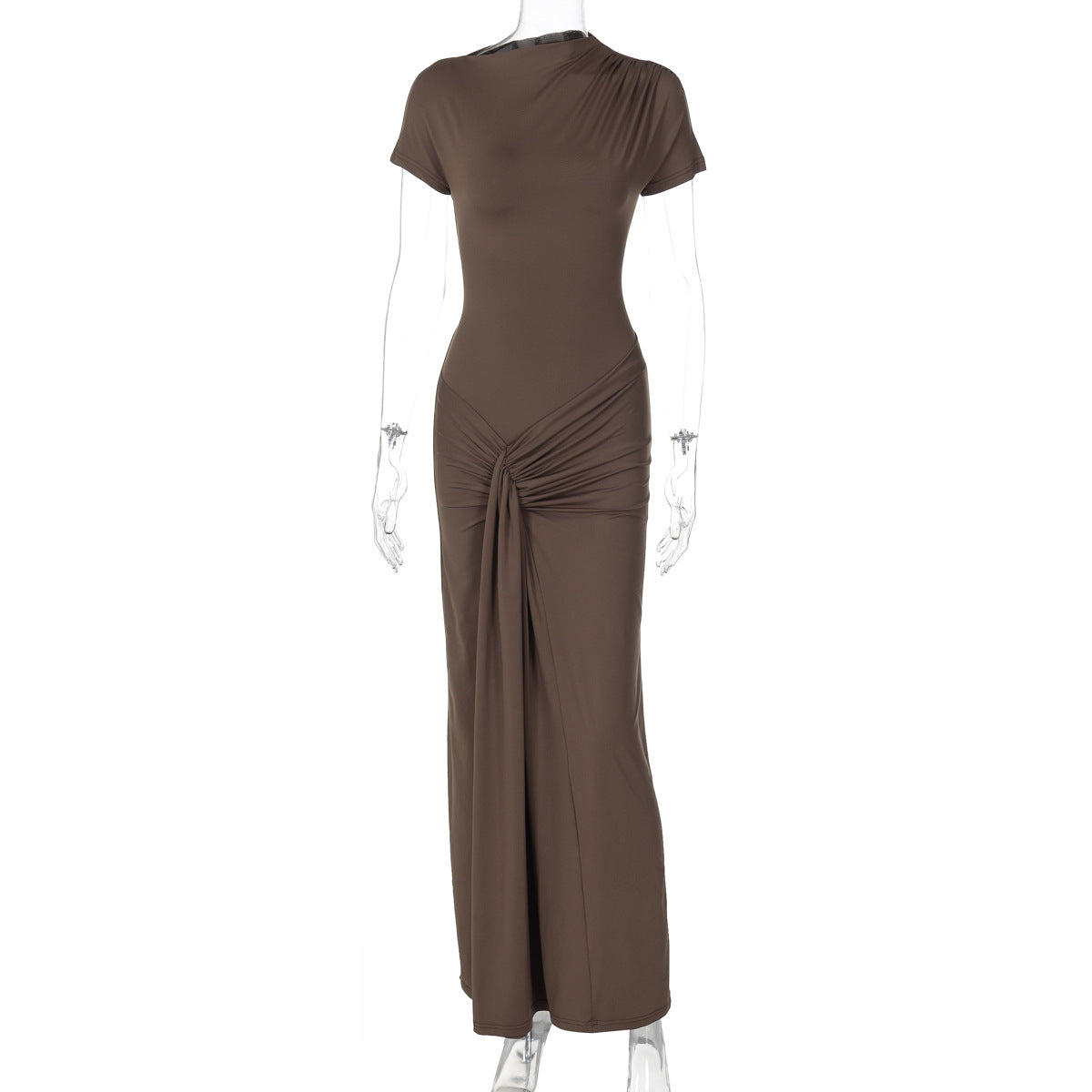 Elegante vestido largo ajustado de manga corta