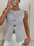 Chaleco de moda a rayas sin mangas