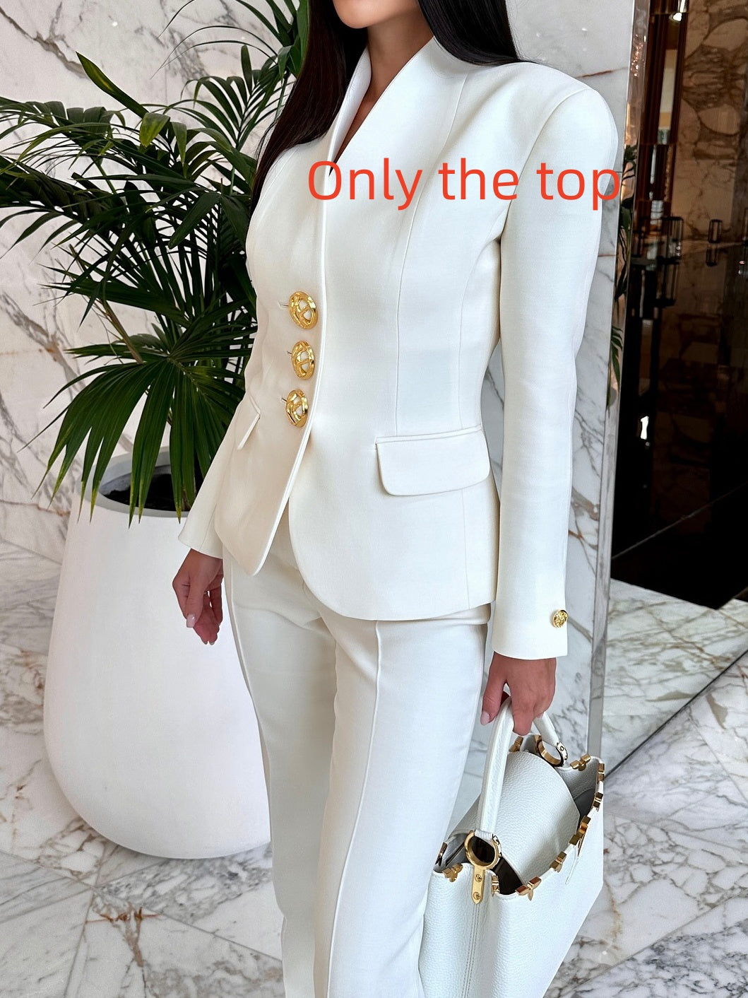 Conjunto de blazer y pantalón de cintura alta