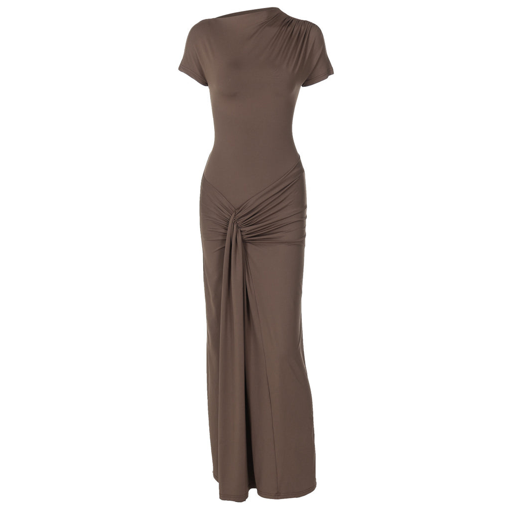 Elegante vestido largo ajustado de manga corta