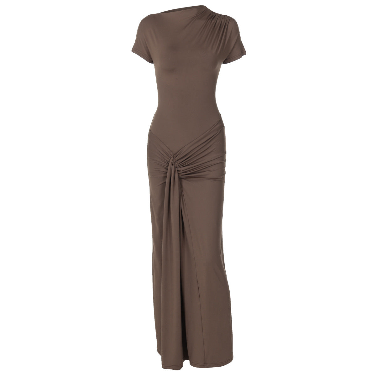 Elegante vestido largo ajustado de manga corta